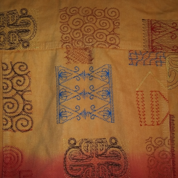 Sunset Ombre Gold Jean Jacket Embroidered Size XS Coldwater Creek - Picture 5 of 8